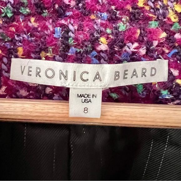 VERONICA BEARD | Crispin Multi Purple Magenta Tweed Oversized Coat Size 8 - Picture 15 of 17